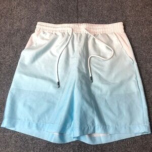 Manfinity Men Light Blue White Ombre Gradient Athletic Shorts Size M Drawstring